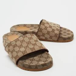 Gucci Brown GG Canvas Slide Sandals Size 82