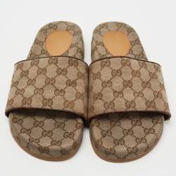 Gucci Brown GG Canvas Slide Sandals Size 82