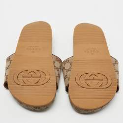 Gucci Brown GG Canvas Slide Sandals Size 82