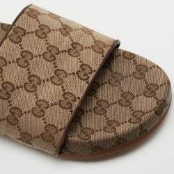 Gucci Brown GG Canvas Slide Sandals Size 82