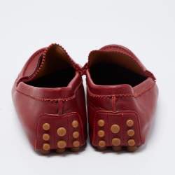 Gucci Red Leather New Auger Sylvie Web Accent Loafers Size 41