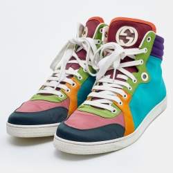 Gucci Multicolor Satin Coda High Top Sneakers Size 43