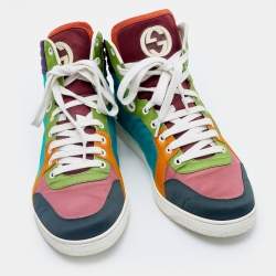 Gucci Multicolor Satin Coda High Top Sneakers Size 43
