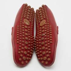 Gucci Red Leather New Auger Sylvie Web Loafers Size 45