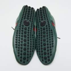 Gucci Green Suede Web Driver Sneakers Size 45.5