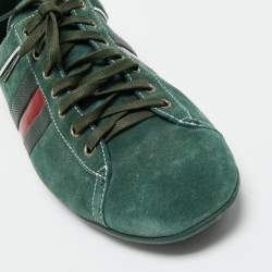 Gucci Green Suede Web Driver Sneakers Size 45.5