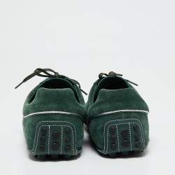 Gucci Green Suede Web Driver Sneakers Size 45.5