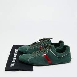 Gucci Green Suede Web Driver Sneakers Size 45.5