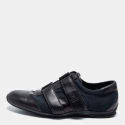Gucci Black Canvas And Leather Low Top  Sneakers  Size 42.5