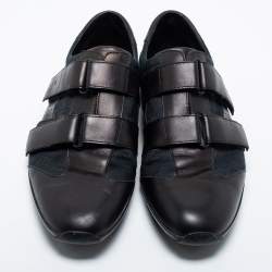 Gucci Black Canvas And Leather Low Top  Sneakers  Size 42.5