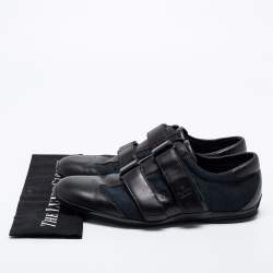 Gucci Black Canvas And Leather Low Top  Sneakers  Size 42.5