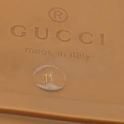 Pre Owned Gucci Beige/Brown GG Canvas And Leather Criss Cross Flat Slides Size 45