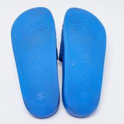 Pre Owned Gucci Blue GG Rubber Slide Flat Sandals Size 44