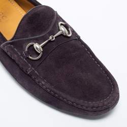 Gucci Purple  Suede Horsebit Slip On  Loafers Size  42