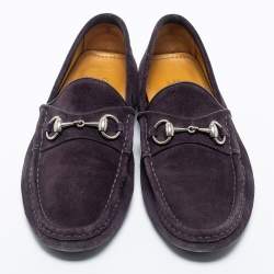 Gucci Purple  Suede Horsebit Slip On  Loafers Size  42