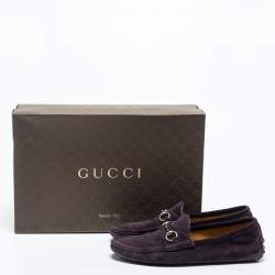 Gucci Purple  Suede Horsebit Slip On  Loafers Size  42