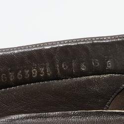 Gucci Dark Brown Leather Web Detail Slip On Loafers Size 40