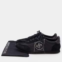 Gucci Black Suede And Nylon GG Low Top Sneakers Size 44.5