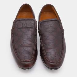 Gucci Brown Guccissima Leather Slip On Loafers Size 39