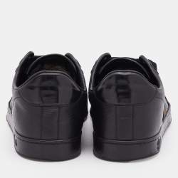 Gucci Black Leather Web Low Top  Sneakers Size 46