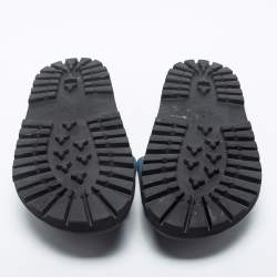 Pre Owned Gucci  Blue Leather Guccissima Slide Sandals Size 45