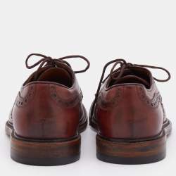 Gucci Brown Brogue Leather Lace Up Derby Size 40.5