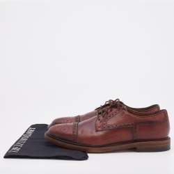 Gucci Brown Brogue Leather Lace Up Derby Size 40.5