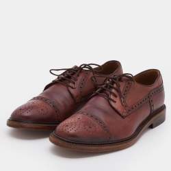 Gucci Brown Brogue Leather Lace Up Derby Size 40.5