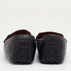 Gucci Black Leather Web Horsebit Slip On Loafers Size 43