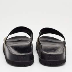 Gucci Beige/Brown GG Supreme Canvas Tiger Print Flat Slides Size 43