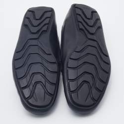 Gucci Dark Blue Leather Web Slip On Loafers Size 41.5