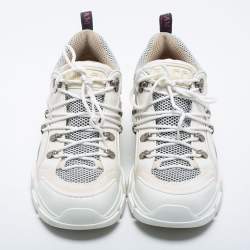 Pre Owned Gucci White Leather And Suede Flashtrek Sneakers  Size 43
