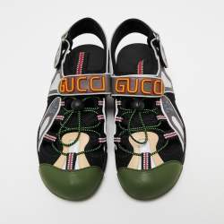 Gucci Multicolor Mesh And Leather Tinsel Sports Sandals Size 43