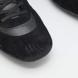 Pre Owned Gucci Black Suede And Leather Web Low Top Sneakers Size 47
