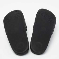 Pre Owned Gucci Black Leather GG Marmont Slide Sandals Size 43