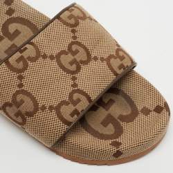 مملوكة مسبقًا Gucci Beige GG Canvas Slide Flats Size 41