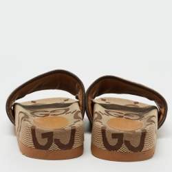 مملوكة مسبقًا Gucci Beige GG Canvas Slide Flats Size 41
