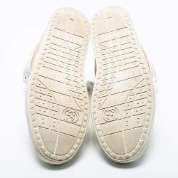 Pre Owned Gucci Gold/White Leather Ronnie High Top Sneakers Size 44