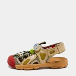 Gucci Multicolor Leather and Rubber Tinsel Colorblock Pattern Sandals Size 40