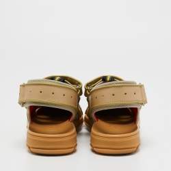 Gucci Multicolor Leather and Rubber Tinsel Colorblock Pattern Sandals Size 40