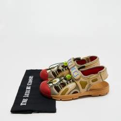Gucci Multicolor Leather and Rubber Tinsel Colorblock Pattern Sandals Size 40