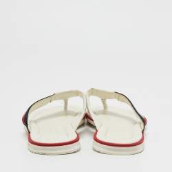 Gucci White Leather Web Thong Flats Size 42