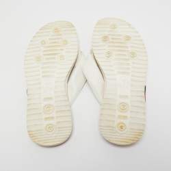 Gucci White Leather Web Thong Flats Size 42