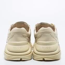 Pre Owned Gucci Cream Leather Rhyton Gucci Logo Rhyton Sneakers Size 41