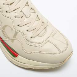 Pre Owned Gucci Cream Leather Rhyton Gucci Logo Rhyton Sneakers Size 41
