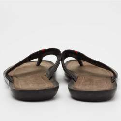 Gucci Beige/Brown GG Supreme Canvas Web Thong Flats Size 41