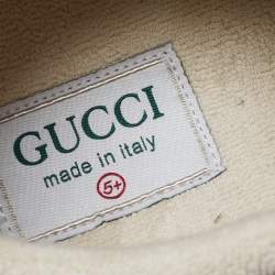 Pre Owned Gucci Silver/Grey Leather and Fabric Ultrapace Sneakers Size 39.5