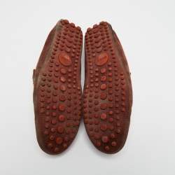 Gucci Burgundy Suede Bamboo Horsebit Slip On Loafers Size 44