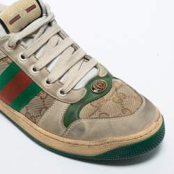 Gucci Multicolor Canvas And Leather Screener Sneakers Size 40