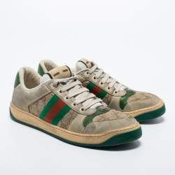Gucci Multicolor Canvas And Leather Screener Sneakers Size 40